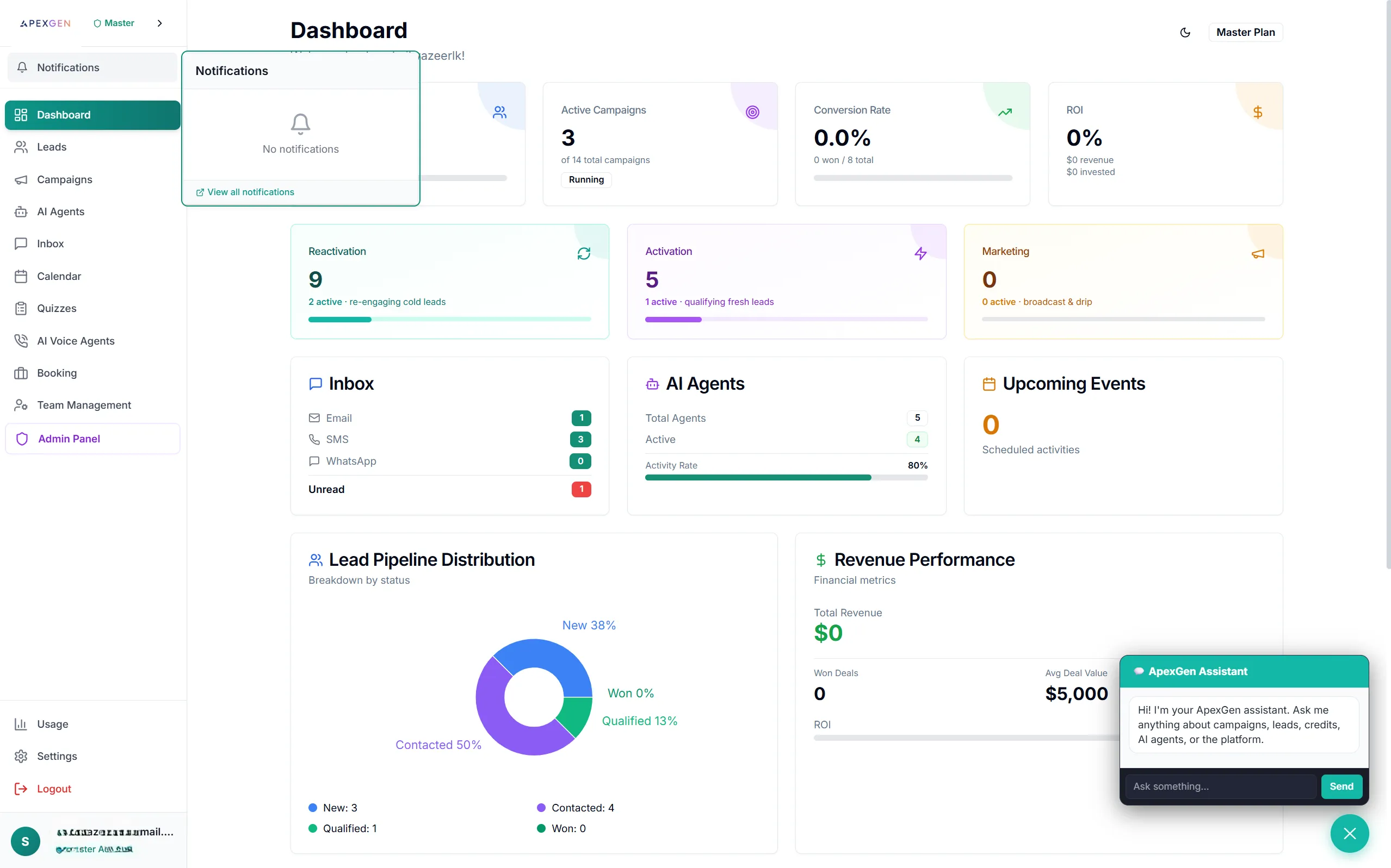 ApexGen dashboard interface
